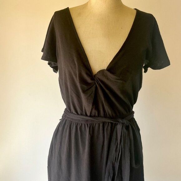 Free People Ballerina Short Romper NWT Size XS black linen blend miniamlist - Picture 5 of 6
